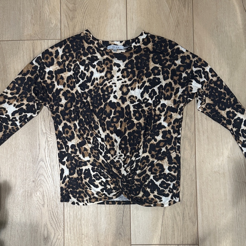 Gaze Leopard Print Twist Front Top - Black and Brown